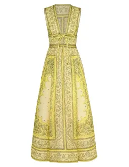 Zimmermann Matchmaker Bow Long Dress Yellow Bandana Size 8 for rent on The Volte - image 3
