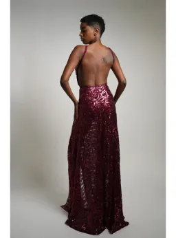 Alamour Almase Gown in Burgundy Size XS / AU 6 for rent on The Volte - image 3