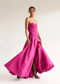 Aje Violette Bubble Hem Maxi Dress Deep Magenta Size AU 6 for rent on The Volte - image 1