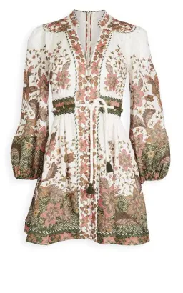 Zimmermann Empire Batik Mini Dress Khaki/Floral Size 3 / AU 14 for rent on The Volte - image 8