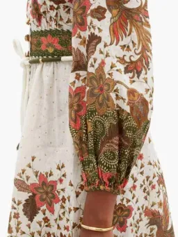 Zimmermann Empire Batik Mini Dress Khaki/Floral Size 3 / AU 14 for rent on The Volte - image 3