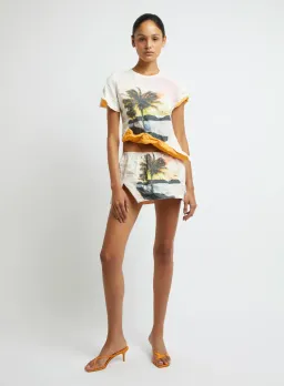 Christopher Esber Lost Souvenir Crushed Tee Size 8 & Mini Skirt Size 10 Print  for rent on The Volte - image 1