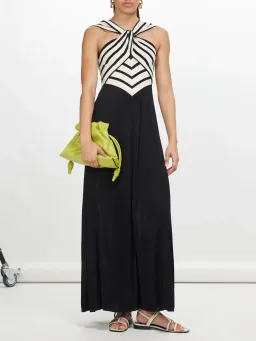Zimmermann Natura Halter Neck Midi Dress Chevron Size 2 / AU 12 for rent on The Volte - image 1