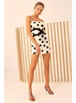C/MEO Collective Thousand Times Mini Dress in Ivory/Black Size AU 8 for rent on The Volte - image 2