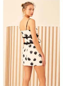 C/MEO Collective Thousand Times Mini Dress in Ivory/Black Size AU 8 for rent on The Volte - image 3