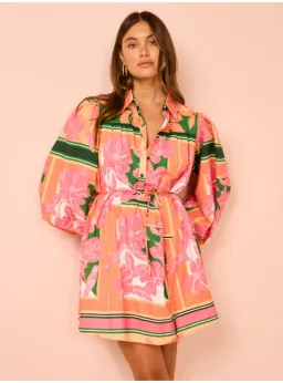 By Nicola Sail Away Mini Billow Sleeve Dress In Rio Floral Size AU 14 for rent on The Volte - image 2