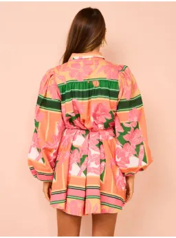 By Nicola Sail Away Mini Billow Sleeve Dress In Rio Floral Size AU 14 for rent on The Volte - image 4