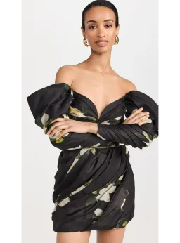 Zimmermann Harmony Drape Mini Dress in Black Magnolia Size 2 / AU 12 for rent on The Volte - image 2