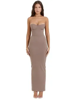 House of CB Lucia Strapless Corset Maxi Dress Taupe Size M / AU 10 Regular Bust Cup for rent on The Volte - image 1