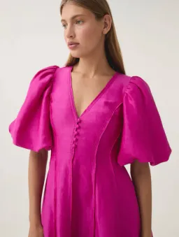 Aje Dusk Puff Sleeve Midi Dress in Deep Magenta Size S / AU 8 for rent on The Volte - image 4