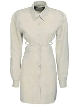 Jacquemus La Robe Cavaou Courte Shirt Mini Dress Beige Size 40 / AU 10 for rent on The Volte - image 7