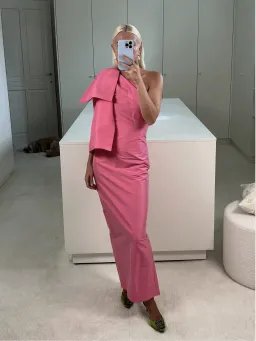 Bernadette Josselin Bow-Embellished Midi Dress Pink Size EU42 / AU 14 for rent on The Volte - image 1