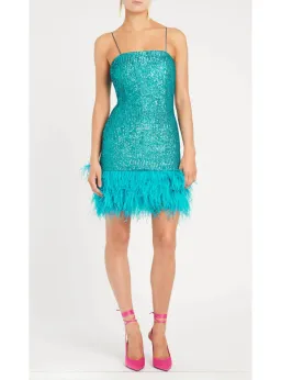 Rebecca Vallance Missing Hours Mini Dress Turquoise Size AU 14  for rent on The Volte - image 1