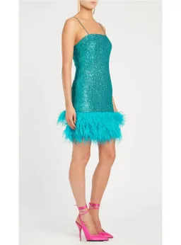Rebecca Vallance Missing Hours Mini Dress Turquoise Size AU 14  for rent on The Volte - image 2
