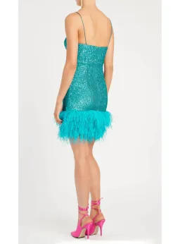 Rebecca Vallance Missing Hours Mini Dress Turquoise Size AU 14  for rent on The Volte - image 3