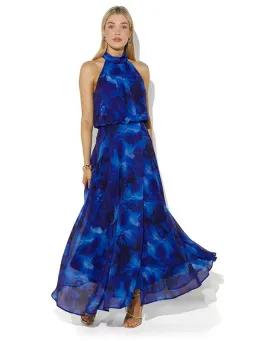 Montique Lula Lagoon Printed Maxi Dress Sapphire Blue Size 10 for rent on The Volte - image 1