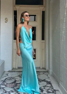 Michael Lo Sordo Iced Bias Maxi Dress Blue Size 4 for rent on The Volte - image 2