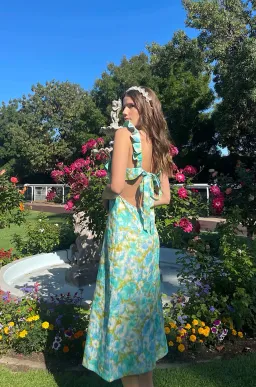 Zimmermann High Tide Frilled Midi Dress Aqua Ikat Floral Size 2 / AU 12 for rent on The Volte - image 4