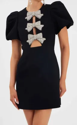 Rebecca Vallance Juliana Puff Sleeve Mini Dress Black Size 12 for rent on The Volte - image 2