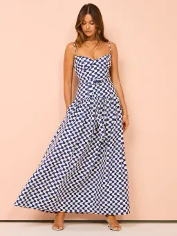 Shona Joy Erica Panelled Bustier Maxi Dress Ivory/Navy Size 14  for rent on The Volte - image 1