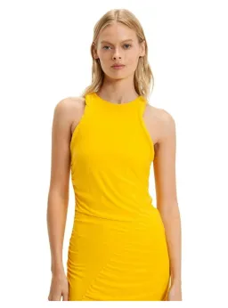 Cue Racer Jersey Midi Dress in Lemon Size AU 10 for rent on The Volte - image 2