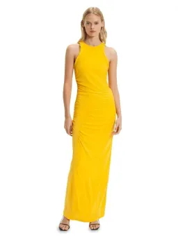 Cue Racer Jersey Midi Dress in Lemon Size AU 10 for rent on The Volte - image 1