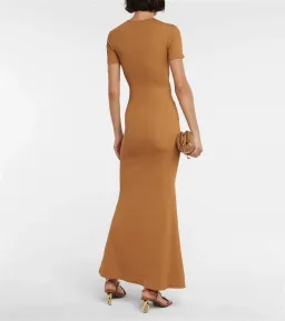 Christopher Esber Dual Quartz Multiruched Tee Dress Tan Size AU 8 for rent on The Volte - image 3