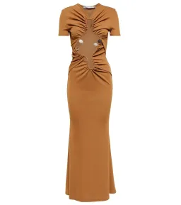 Christopher Esber Dual Quartz Multiruched Tee Dress Tan Size AU 8 for rent on The Volte - image 4