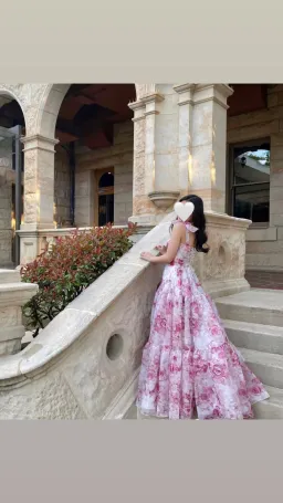 Milla Pink Peony Tenter Floral Maxi Tie-up Dress Floral Size 4  for rent on The Volte - image 3