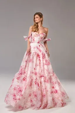 Milla Pink Peony Tenter Floral Maxi Tie-up Dress Floral Size 4  for rent on The Volte - image 1