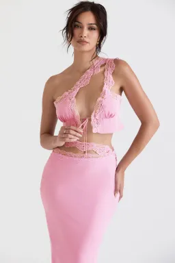 House of CB Lorena Cropped Top & Mathilda  Maxi Skirt Set Pink Size XS / AU 6 for rent on The Volte - image 2