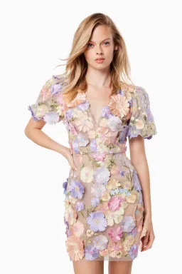 Elliatt Anthea 3D Mini Dress in Multi Floral Size Small / AU 8 for rent on The Volte - image 2