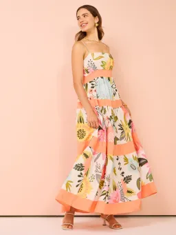 By Nicola Monet Tiered Maxi Dress In Potpourri/Melon Size 10 for rent on The Volte - image 5