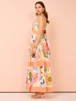 By Nicola Monet Tiered Maxi Dress In Potpourri/Melon Size 10 for rent on The Volte - image 3