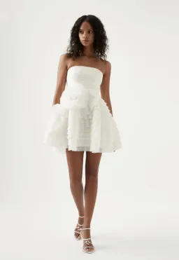 Aje Expressive Pleated Mini Dress White Size 8 for rent on The Volte - image 1