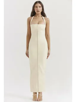 House Of CB Mia Halter Maxi Dress Yellow Size AU 8 for rent on The Volte - image 3