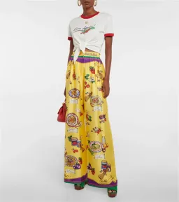 Dolce & Gabanna Pasta Silk Pants Print Size AU 12 for rent on The Volte - image 1