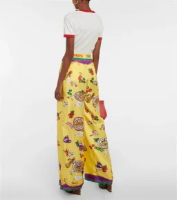 Dolce & Gabanna Pasta Silk Pants Print Size AU 12 for rent on The Volte - image 2