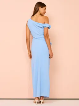Issy Off Shoulder Flower Maxi Dress In Blue Size AU 12 for rent on The Volte - image 6