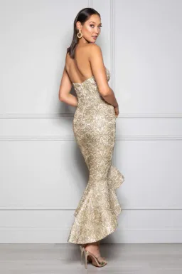 Elle Zeitoune Yasmin Midi Dress Gold Size 12 for rent on The Volte - image 2