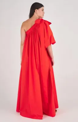 Oroton One Shoulder Bow Maxi Dress True Red 14 for rent on The Volte - image 6