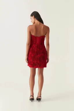 Aje Gazer Rosette Mini Dress Scarlet Red Size 8 for rent on The Volte - image 2