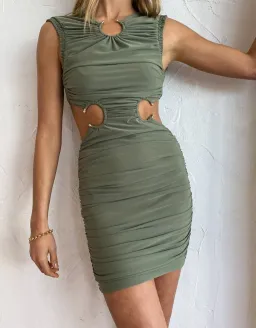 Bec & Bridge Vixen Mini Dress Olive Green Size 12 for rent on The Volte - image 4