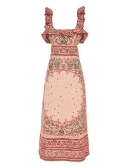 Zimmermann Matchmaker Frilled Midi Dress Pink Bandana Size 0 / AU 8 for rent on The Volte - image 5