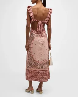 Zimmermann Matchmaker Frilled Midi Dress Pink Bandana Size 0 / AU 8 for rent on The Volte - image 2