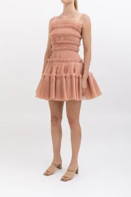 Aje Jacinto Pleated Mini Dress Nude Pink Size 10 for rent on The Volte - image 2