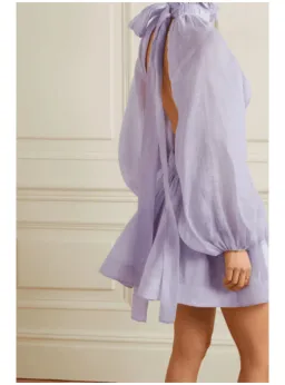 Zimmermann Luminous Long Sleeve Mini Dress Lavender Size 0 / AU 8  for rent on The Volte - image 2