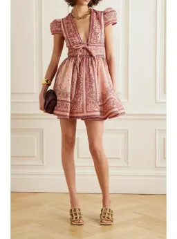 Zimmermann Matchmaker Structured Mini Dress in Pink Bandana Size 1 / AU 10 for rent on The Volte - image 1