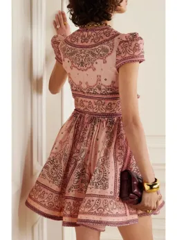 Zimmermann Matchmaker Structured Mini Dress in Pink Bandana Size 1 / AU 10 for rent on The Volte - image 2