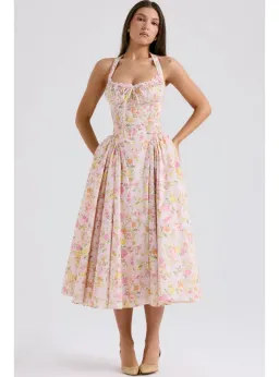 House Of CB Adabella Halter Midi Sundress Meadow Print Size XS / 6 for rent on The Volte - image 2